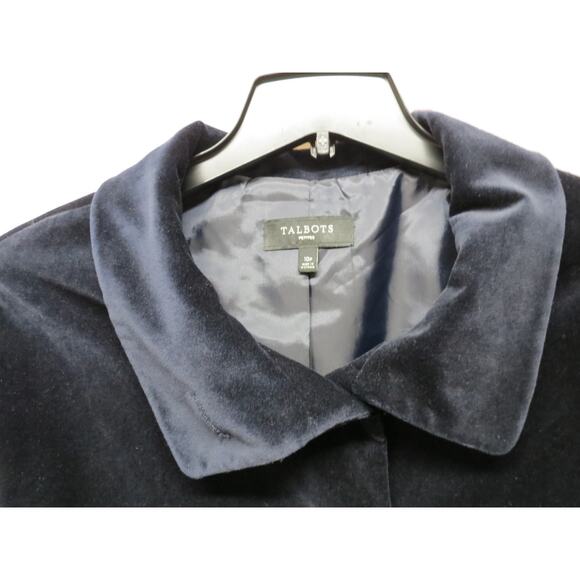 Lot of 2 Talbots Petite Size 10 Medium Blue Velour Blazer & Blouse Top - Picture 3 of 12